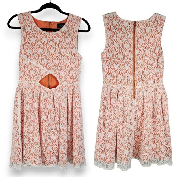 MinkPink Multi Lace Overlay Cutout Fit & Flare Dress Size Medium